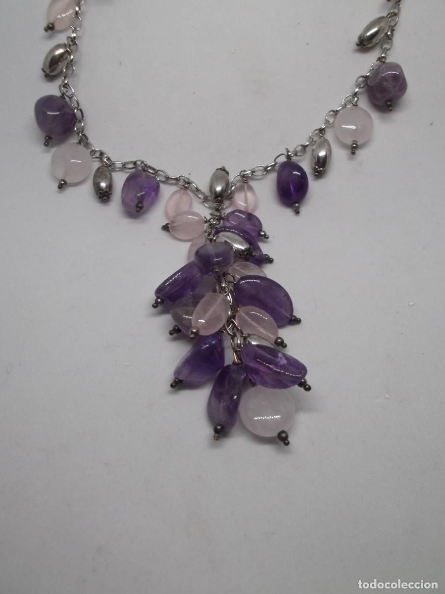 Joyeria: Collar en plata con cuarzo rosa y amatista - Foto 1