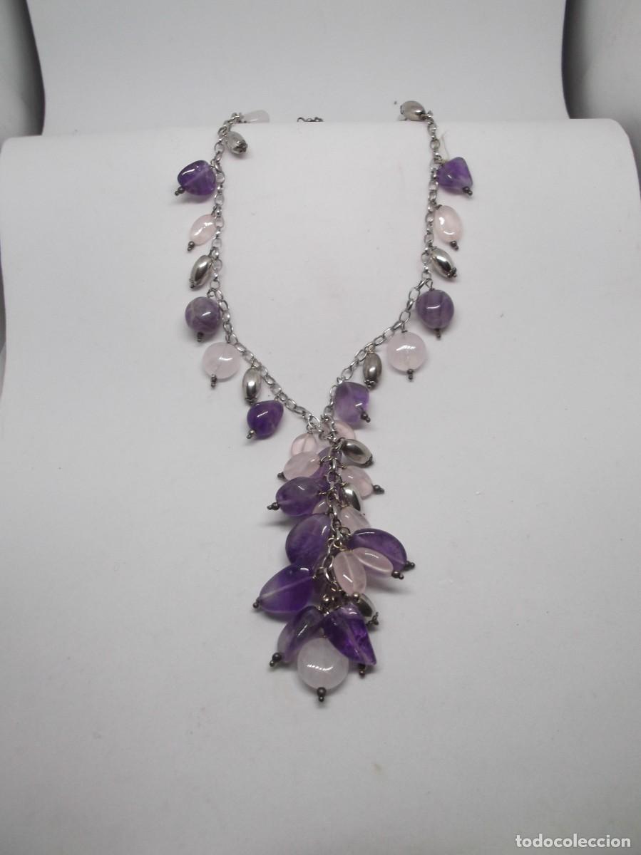 Joyeria: Collar en plata con cuarzo rosa y amatista - Foto 4