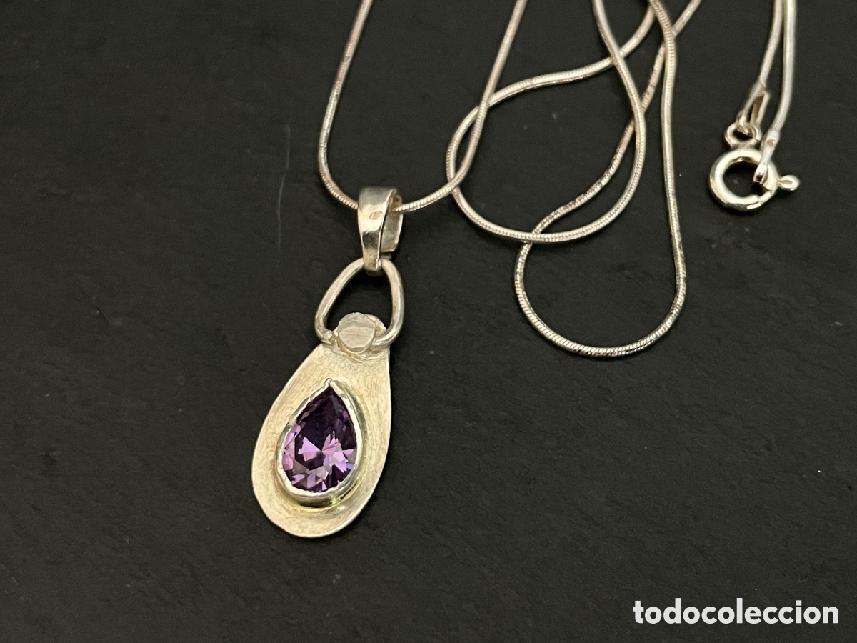 Joyeria: Colgante de plata de ley circonita violeta