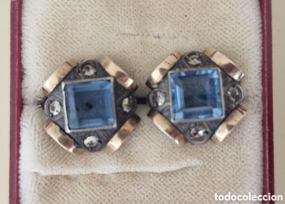 Joyeria: Antiguos pendientes plata y aguamarina - Foto 1