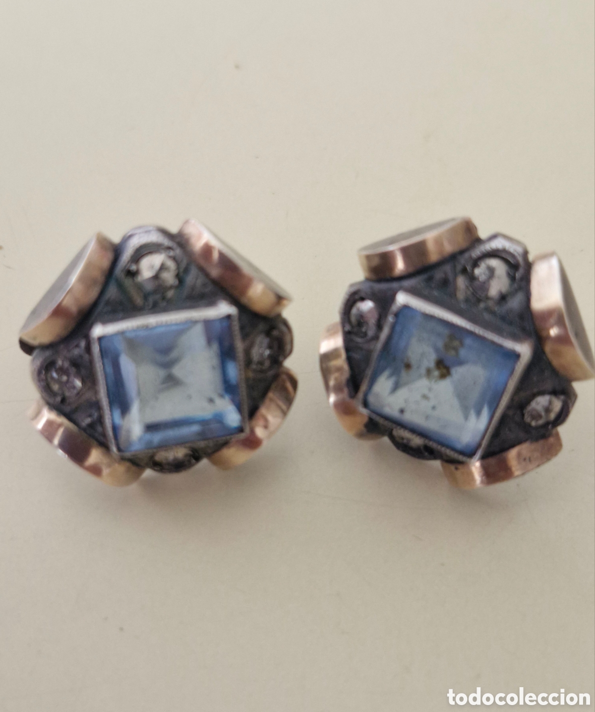 Joyeria: Antiguos pendientes plata y aguamarina - Foto 3