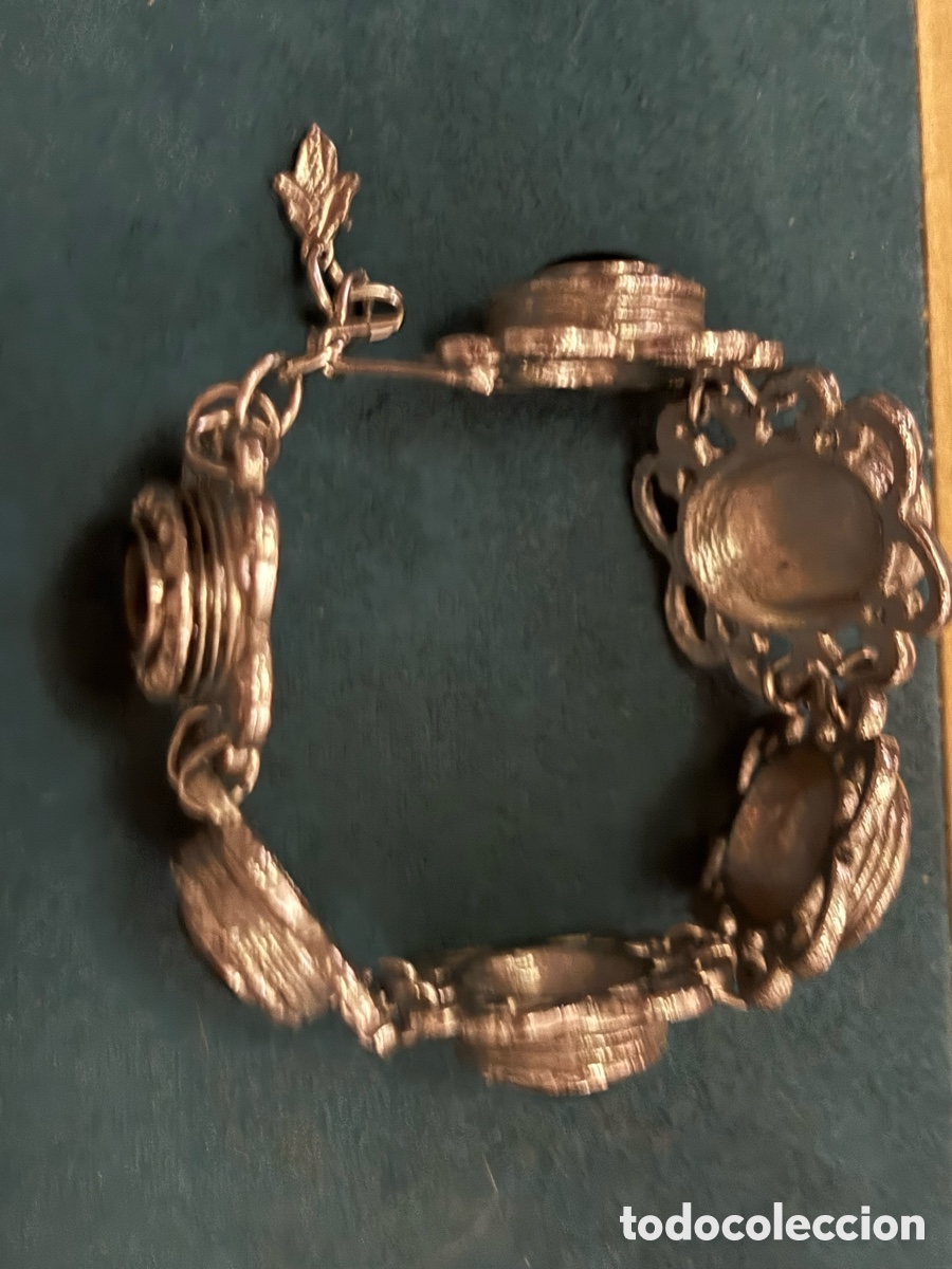 Joyeria: Pulsera de metal plateado vintage - Foto 5