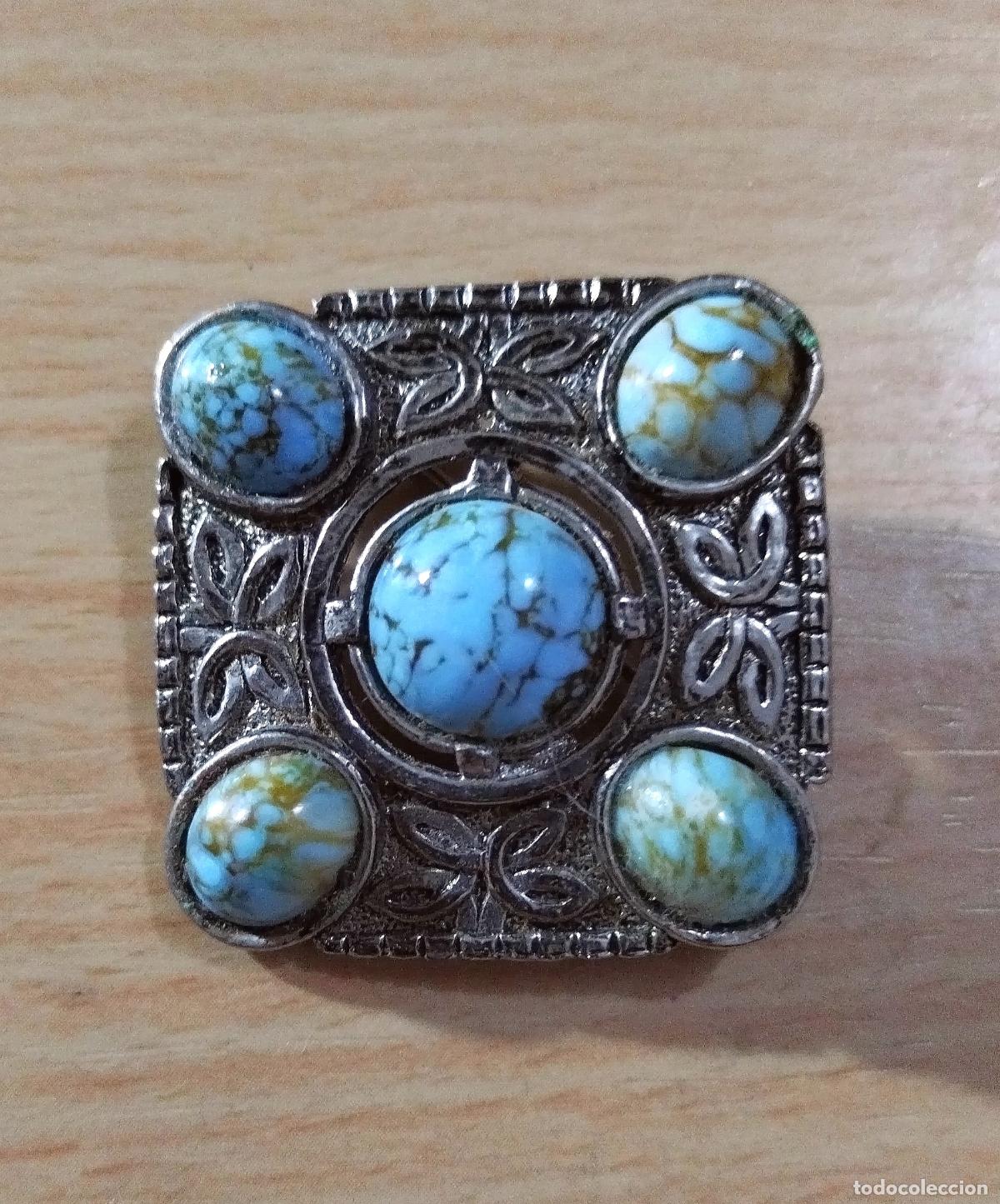 Joyeria: Broche plateado con piedras azules. - Foto 2