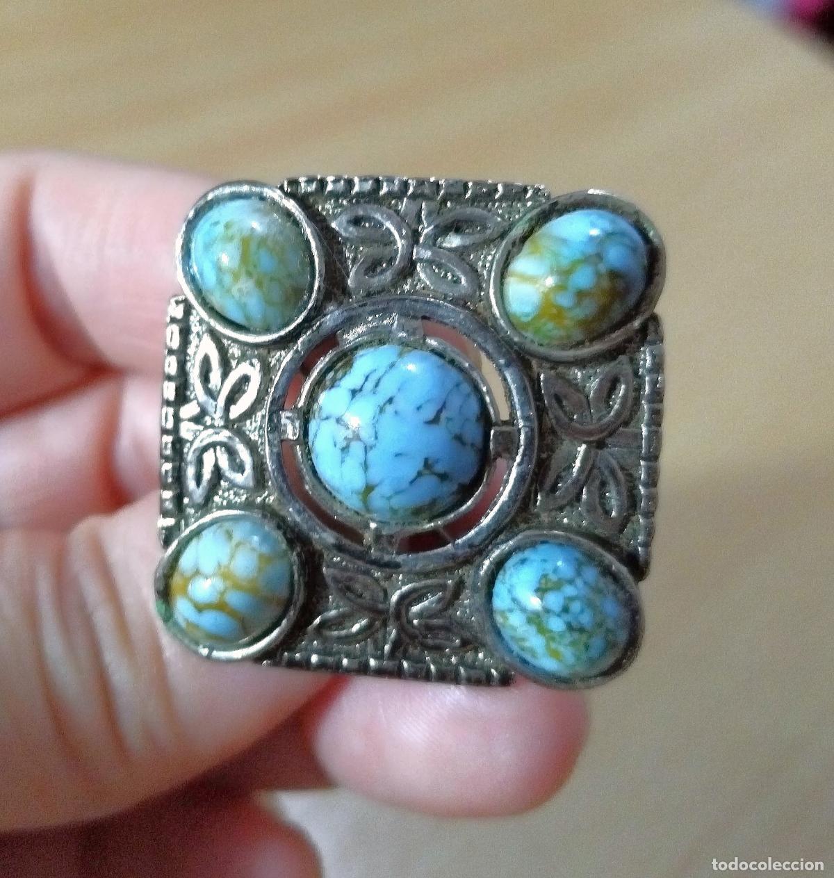 Joyeria: Broche plateado con piedras azules. - Foto 1