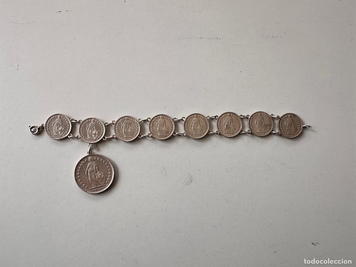 Joyeria: PULSERA DE PLATA CON MONEDAS DE FRANCOS SUIZOS - Foto 1