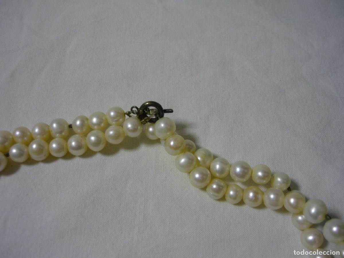 Joyeria: Collar doble de perlas de agua dulce, broche de plata - Foto 2