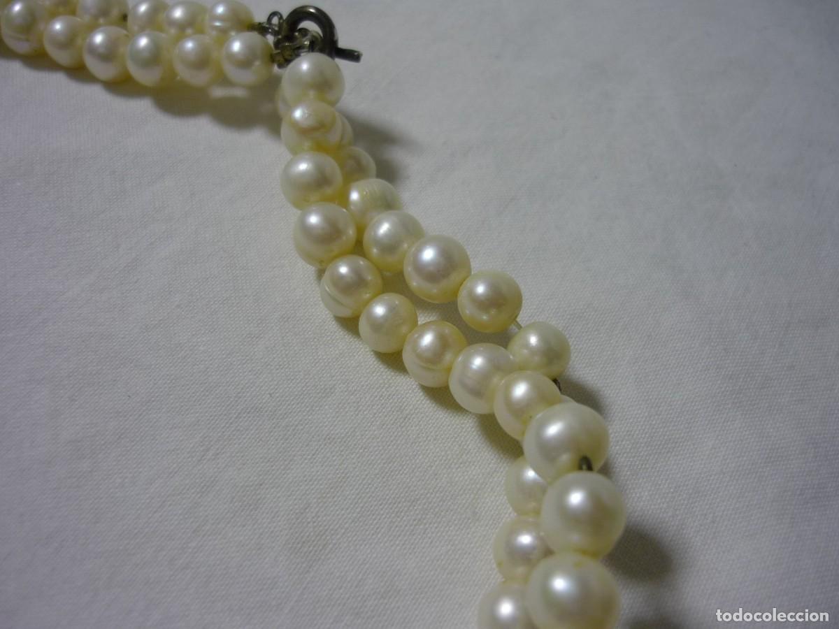 Joyeria: Collar doble de perlas de agua dulce, broche de plata - Foto 8