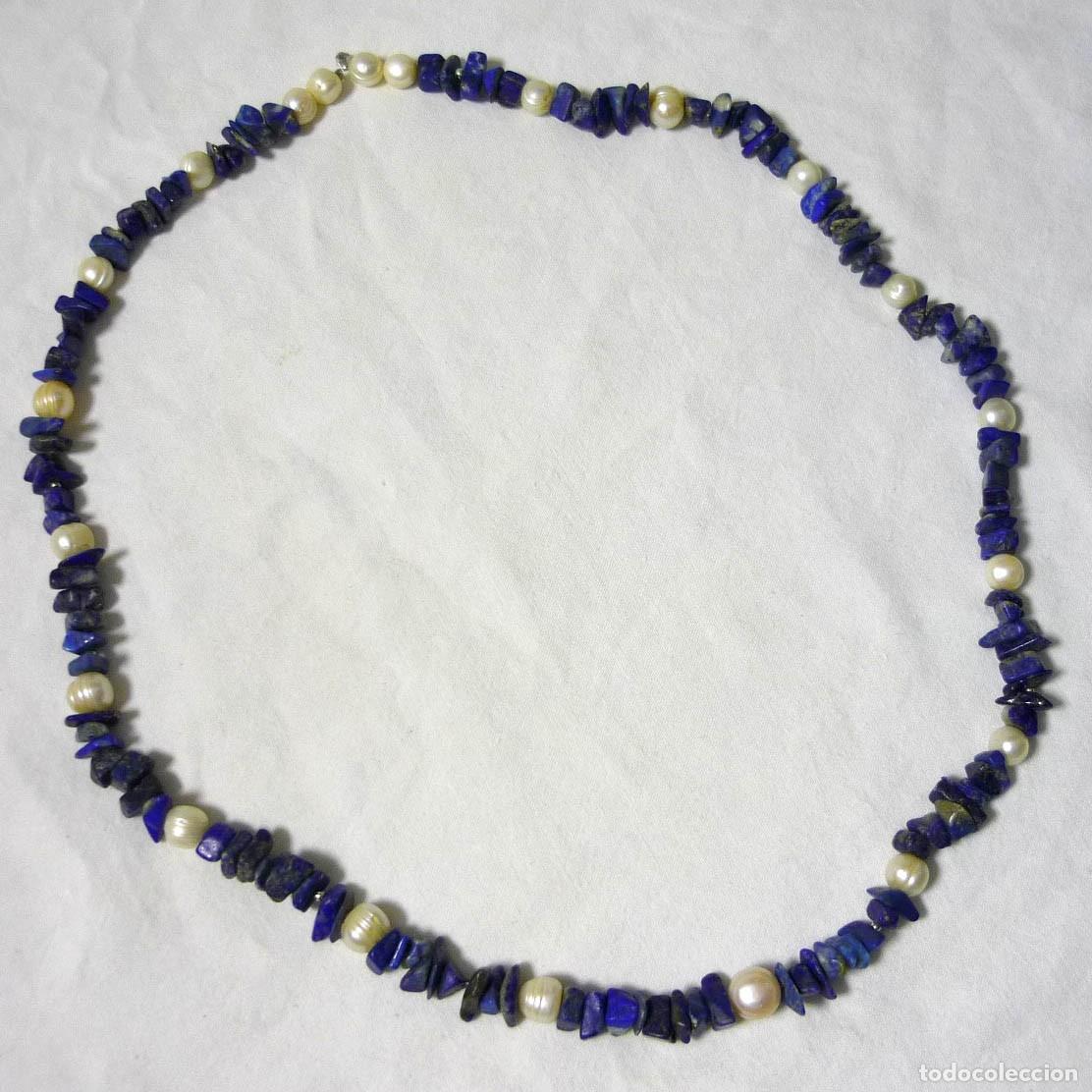 Joyeria: Collar largo de lapisl&aacute;zuli y perlas de agua dulce - Foto 1