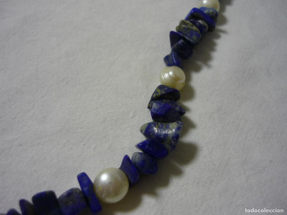 Joyeria: Collar largo de lapisl&aacute;zuli y perlas de agua dulce - Foto 4