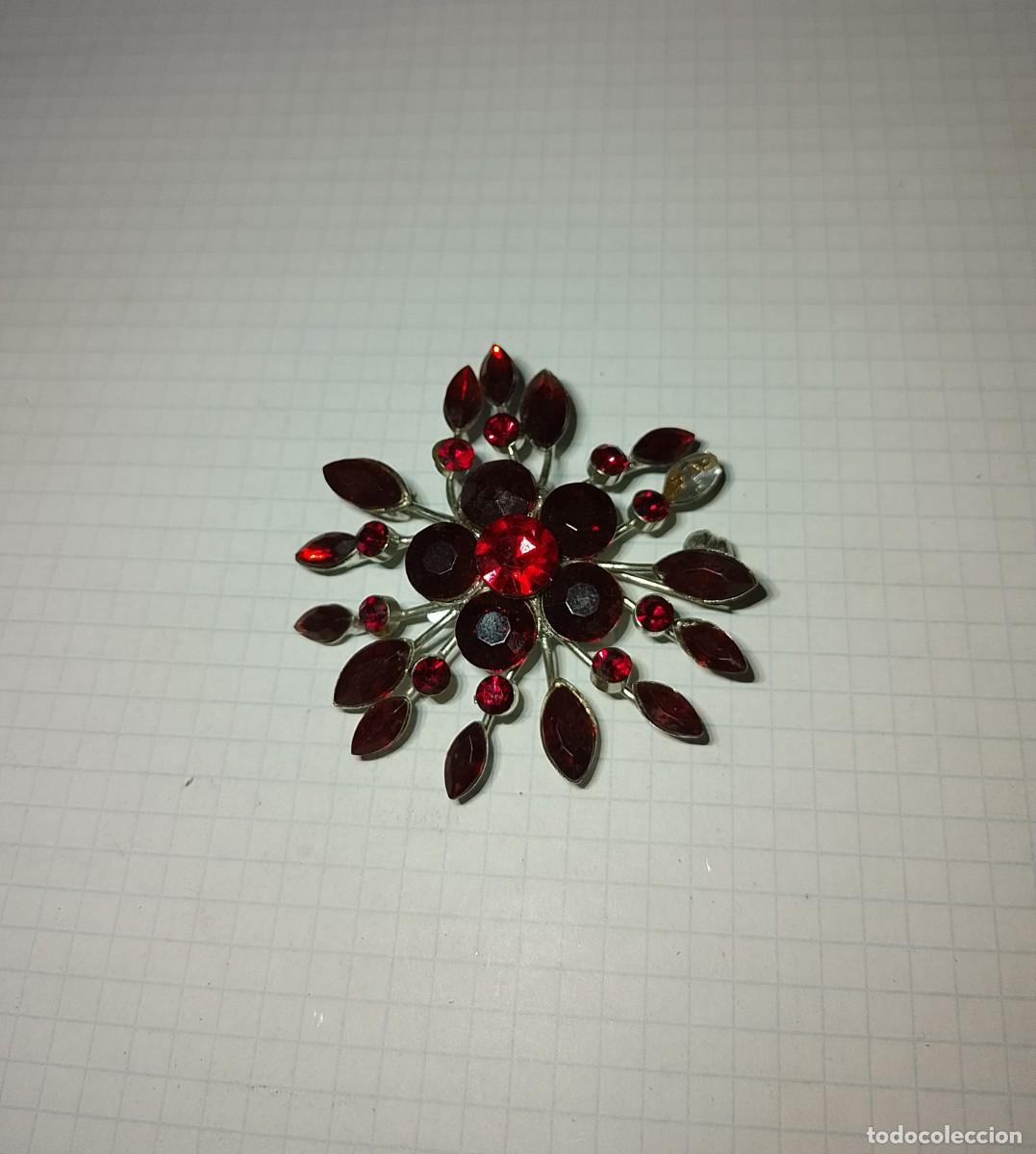 Joyeria: Broche vintage de flor roja - Foto 2