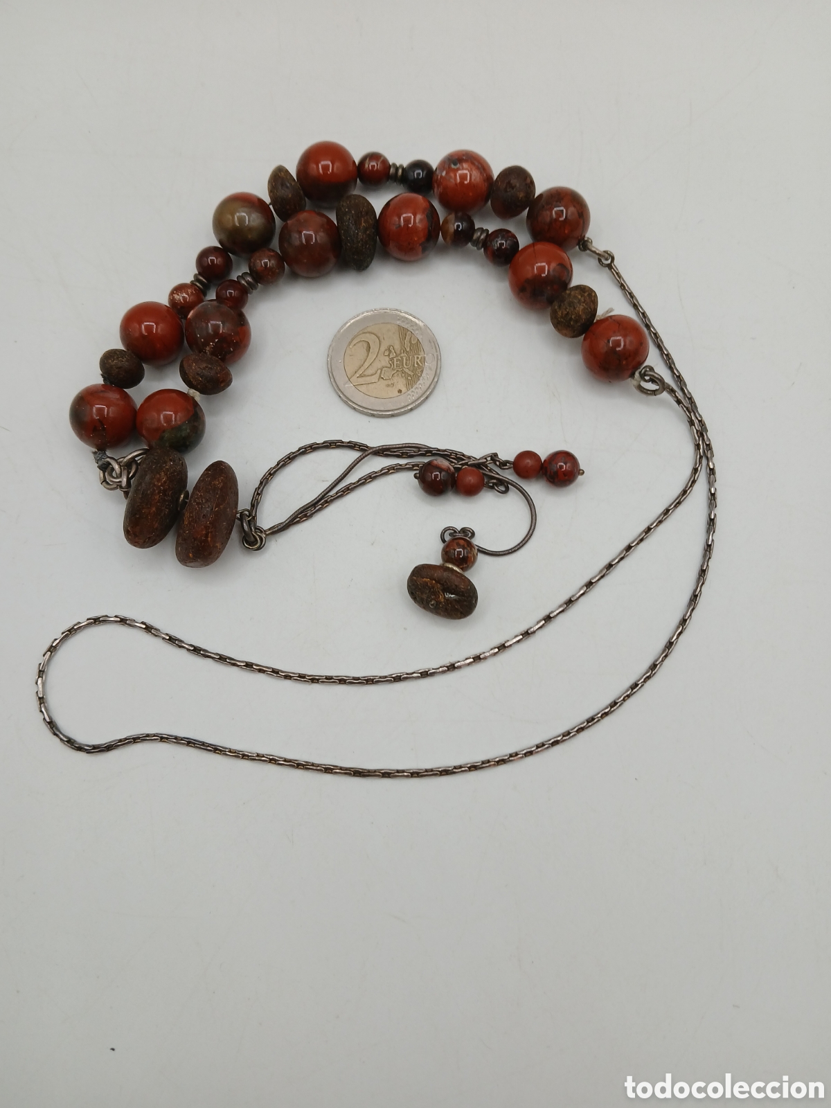 Joyeria: Collar plata 925mls &Aacute;mbar y jaspe rojo, sin cierre - Foto 2
