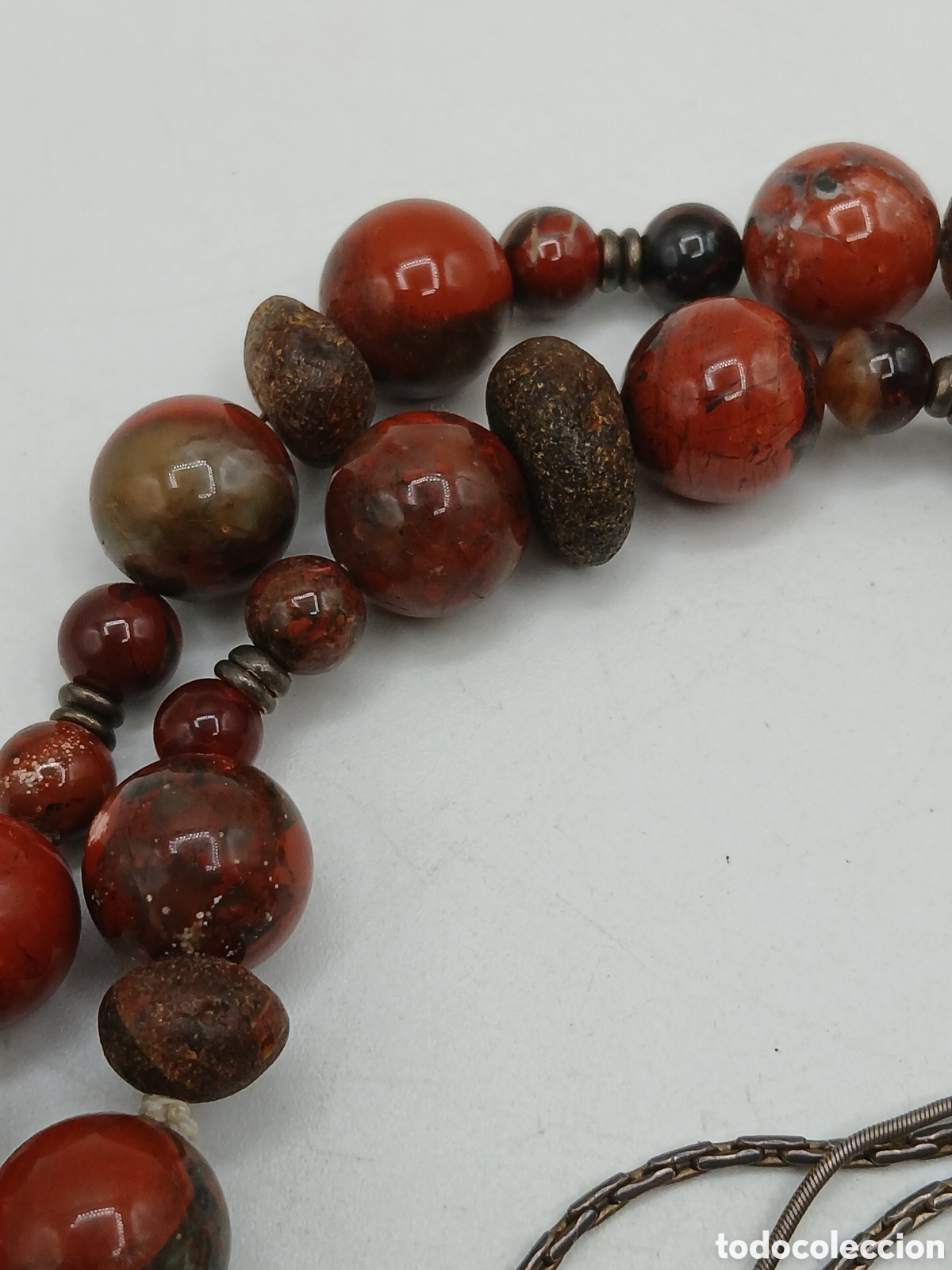 Joyeria: Collar plata 925mls &Aacute;mbar y jaspe rojo, sin cierre - Foto 4