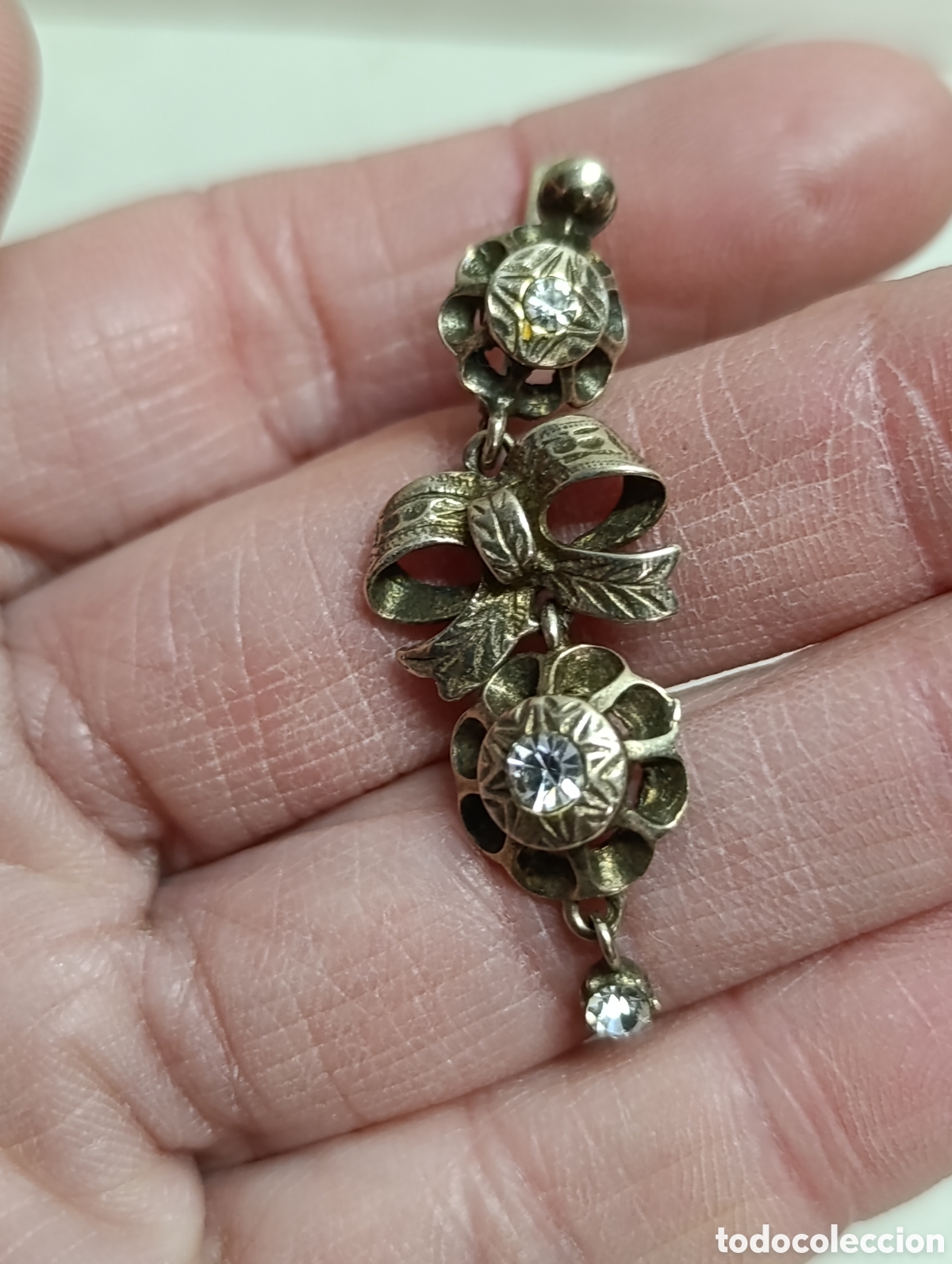 Joyeria: PENDIENTE ANTIGUO DE PLATA DORADA. - Foto 3