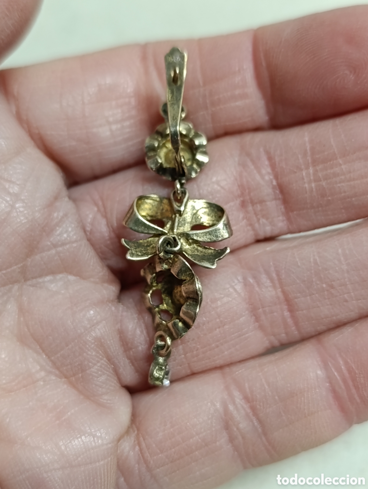 Joyeria: PENDIENTE ANTIGUO DE PLATA DORADA. - Foto 4