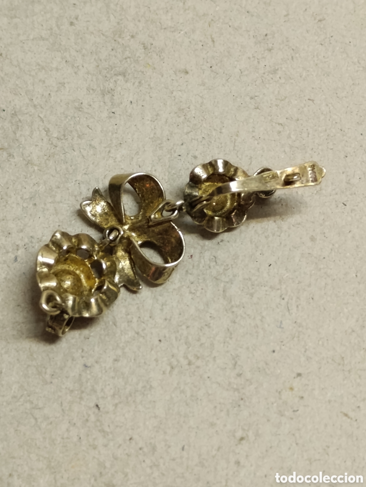 Joyeria: PENDIENTE ANTIGUO DE PLATA DORADA. - Foto 7