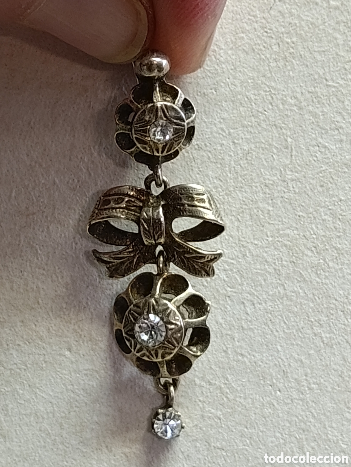 Joyeria: PENDIENTE ANTIGUO DE PLATA DORADA. - Foto 8