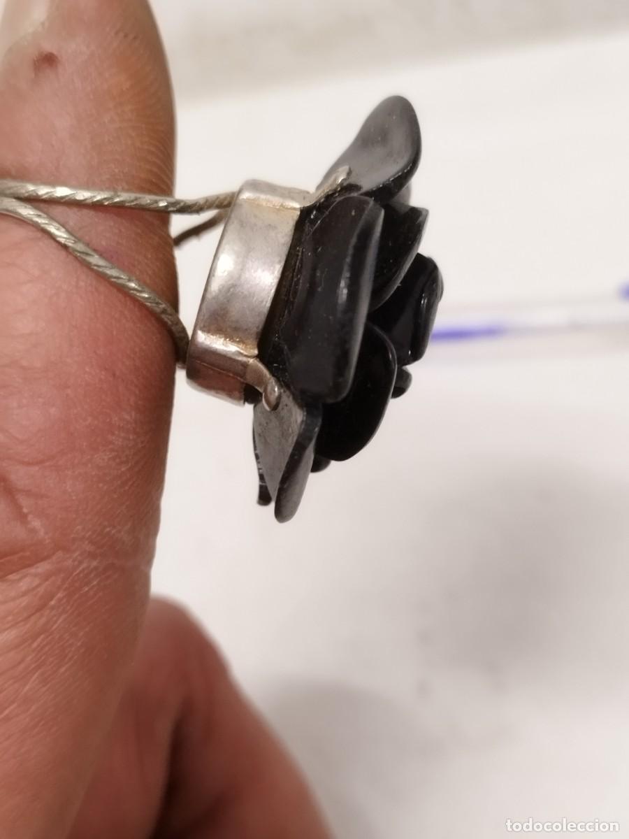 Joyeria: Antiguo anillo con una rosa negra. - Foto 4