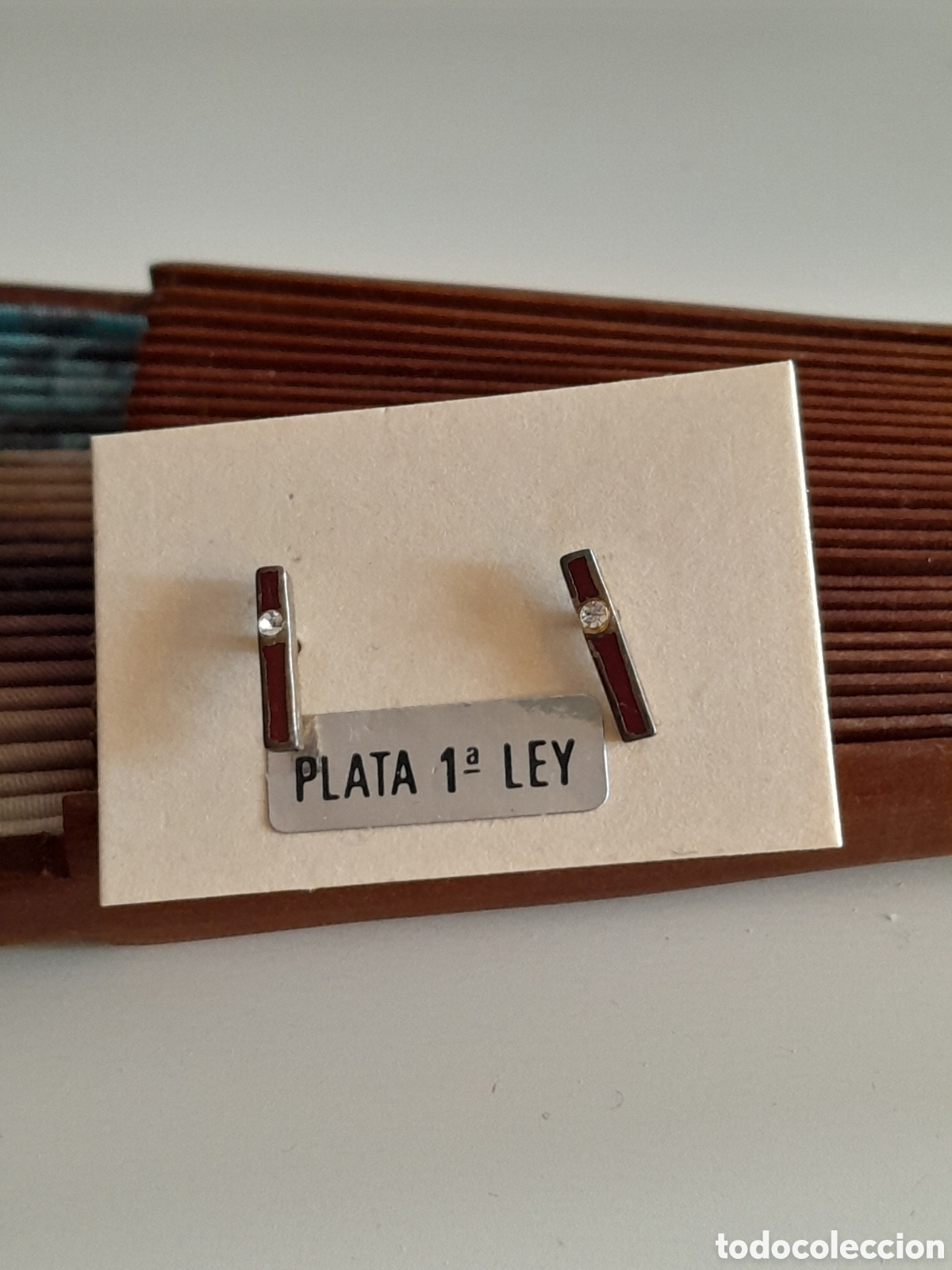 Joyeria: PENDIENTES DE PLATA Y ESMALTE GRANATE CON CRISTAL - Foto 2