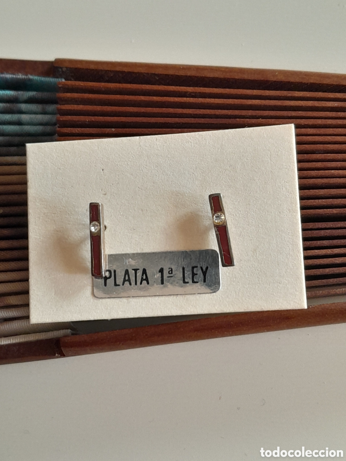 Joyeria: PENDIENTES DE PLATA Y ESMALTE GRANATE CON CRISTAL - Foto 3