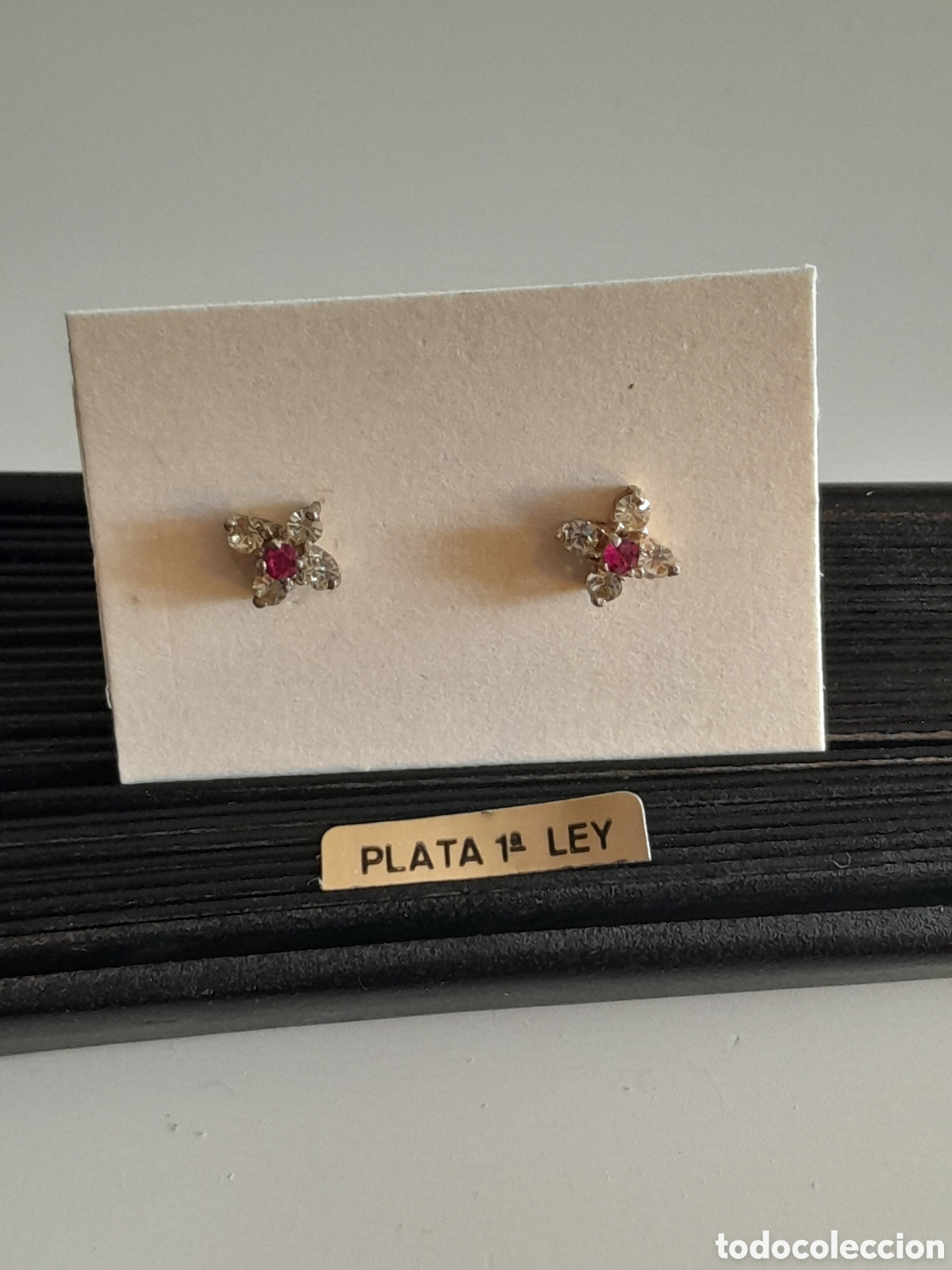 Joyeria: PENDIENTES DE PLATA CON RUBI CREADO CENTRAL - Foto 2