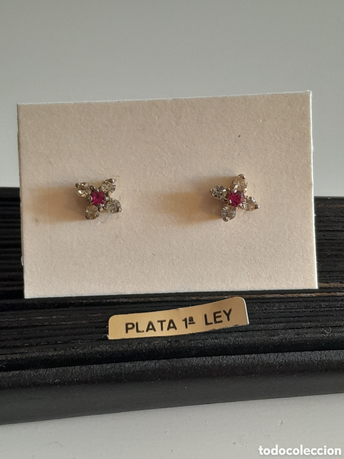 Joyeria: PENDIENTES DE PLATA CON RUBI CREADO CENTRAL - Foto 3