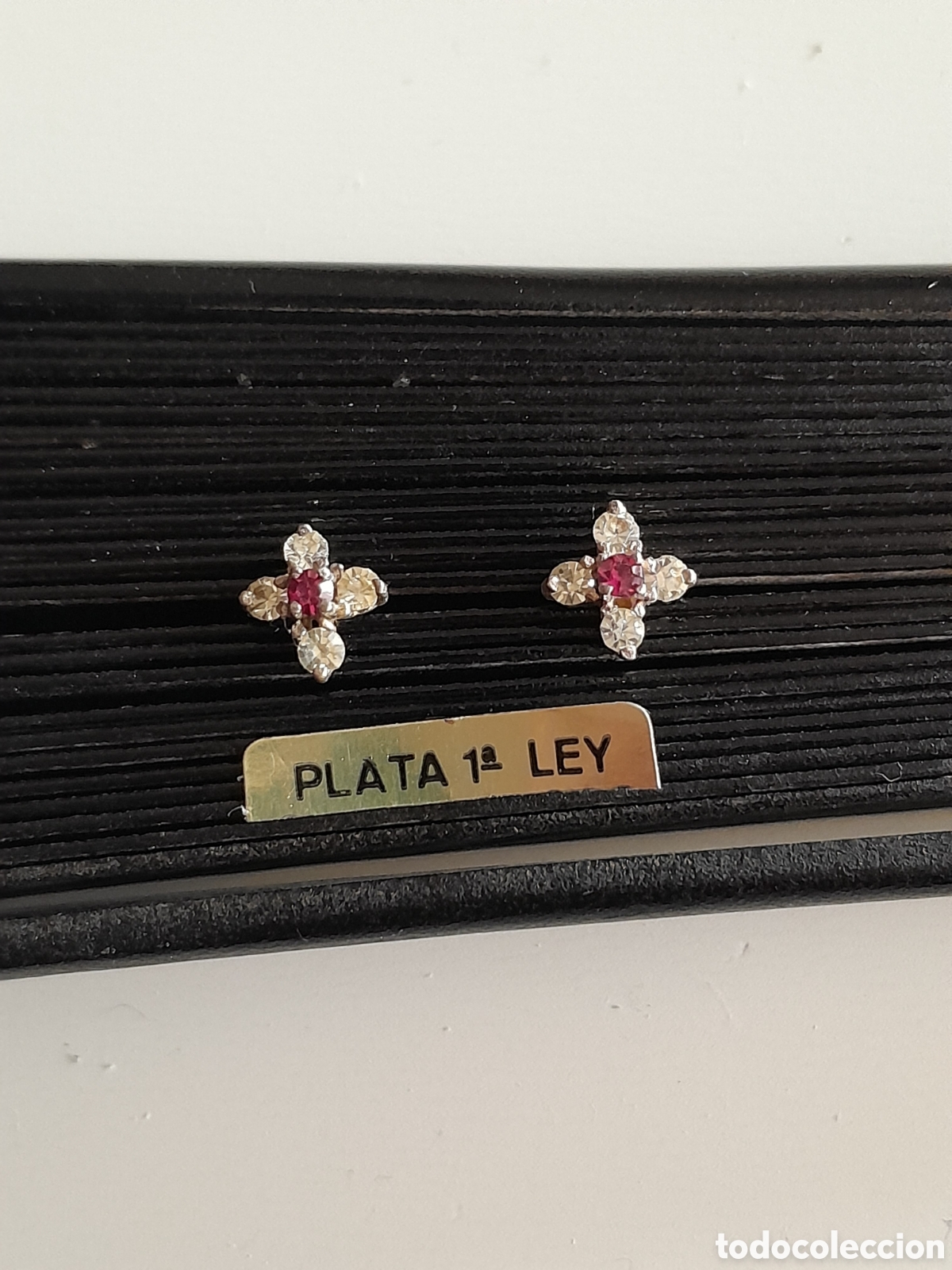 Joyeria: PENDIENTES DE PLATA CON RUBI CREADO CENTRAL - Foto 4