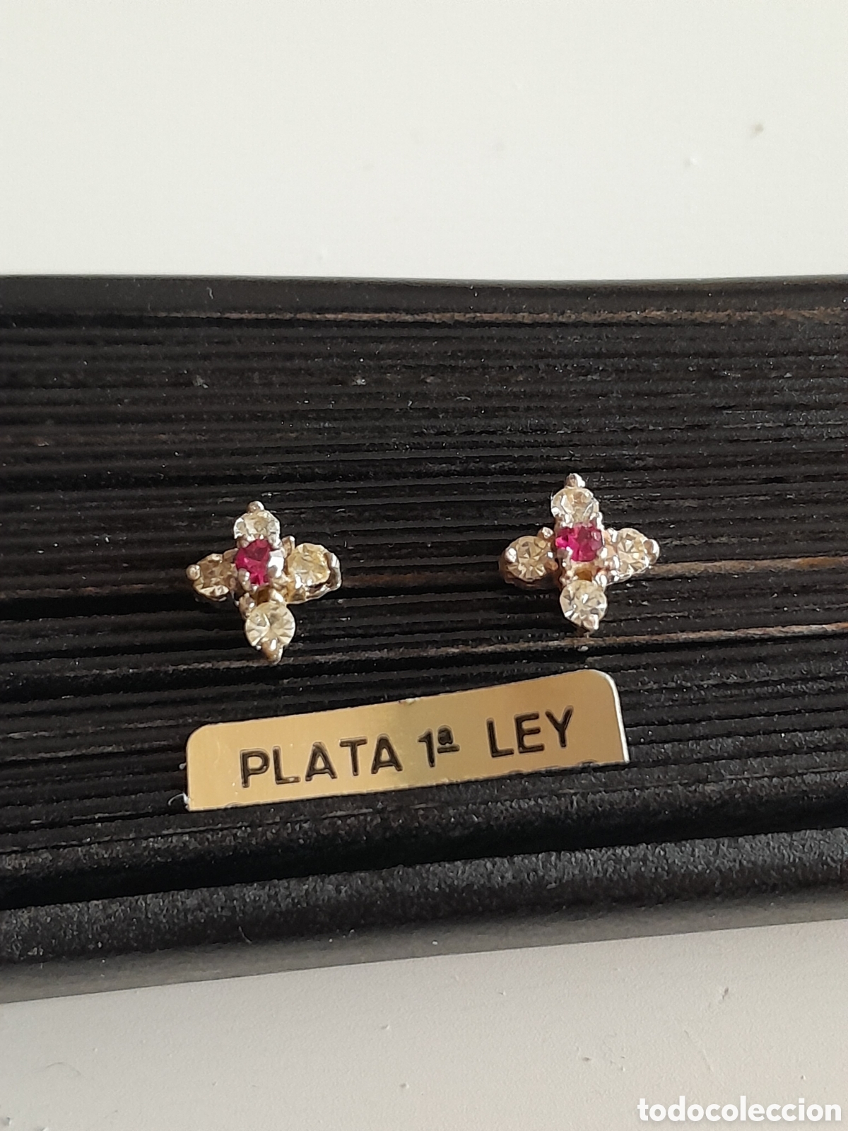 Joyeria: PENDIENTES DE PLATA CON RUBI CREADO CENTRAL - Foto 1