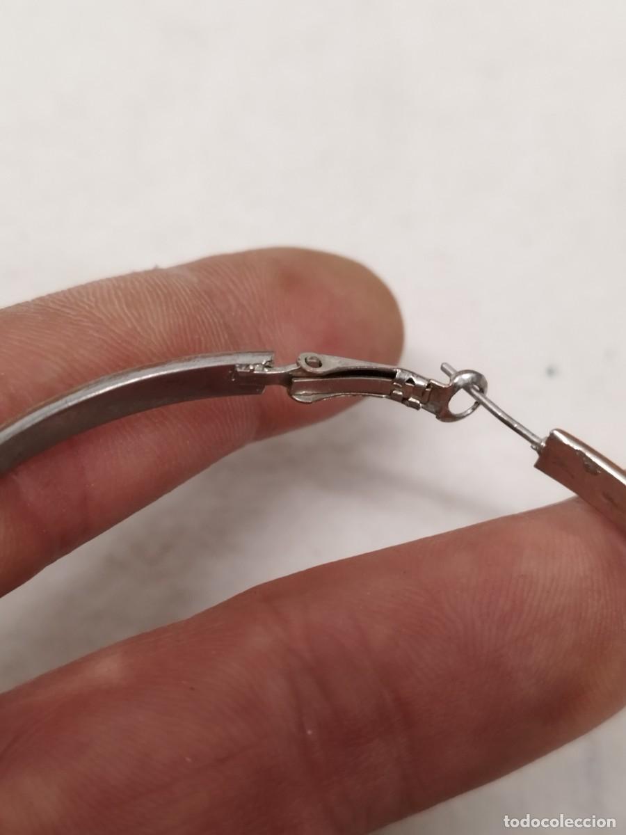 Joyeria: Antiguo pendiente, gran aro plateado. - Foto 4