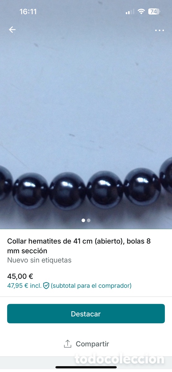 Joyeria: Collar de Hematites y broche mariposa plata - Foto 6