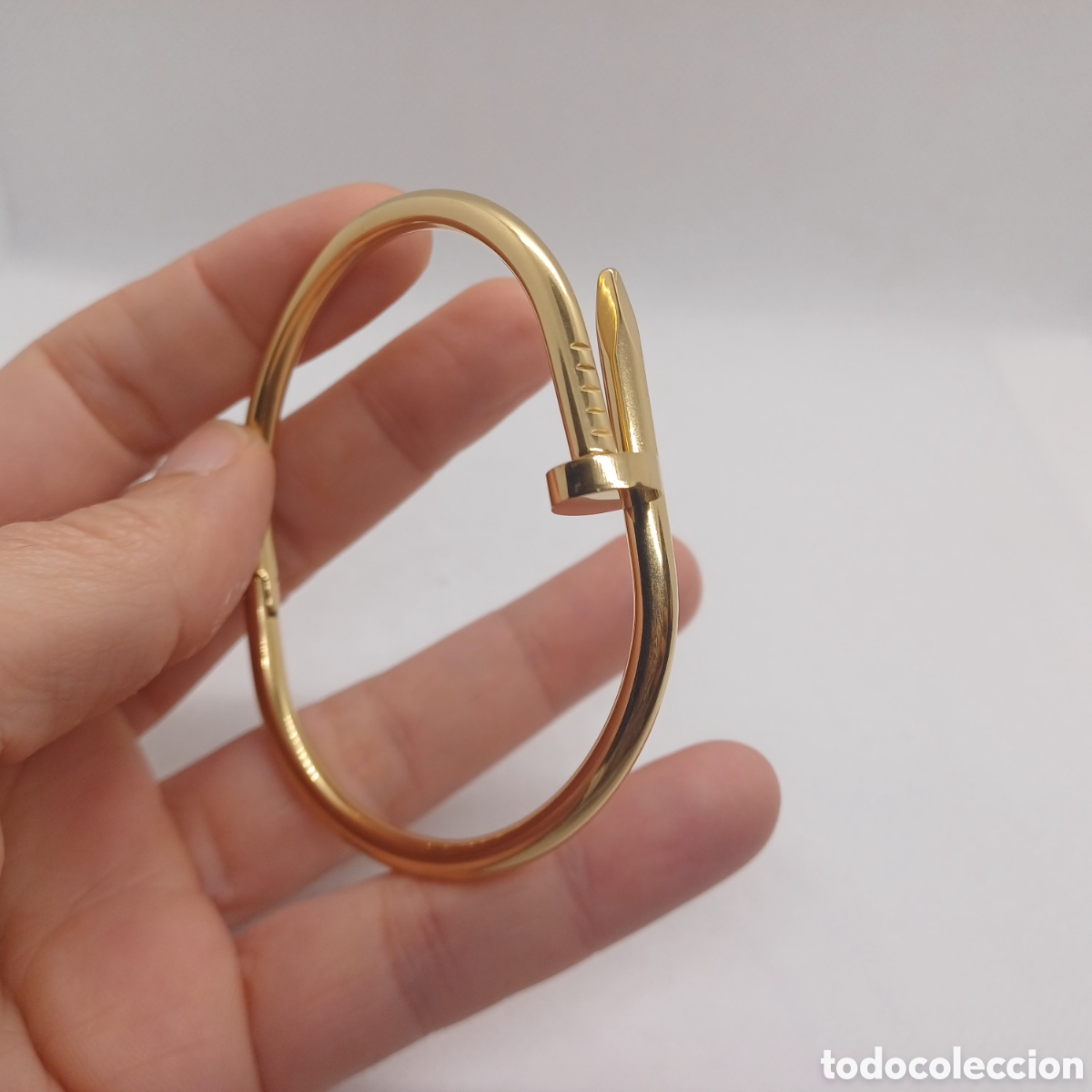 Gioielleria: Brazalete Pulsera Clavo Acero Y Ba&ntilde;o Oro