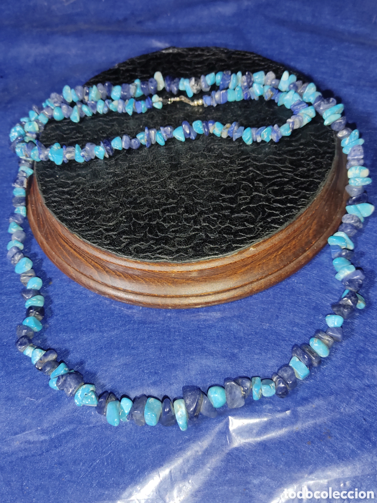 Joyeria: Collar largo de lapisl&aacute;zuli y turquesa.Vintage. - Foto 2