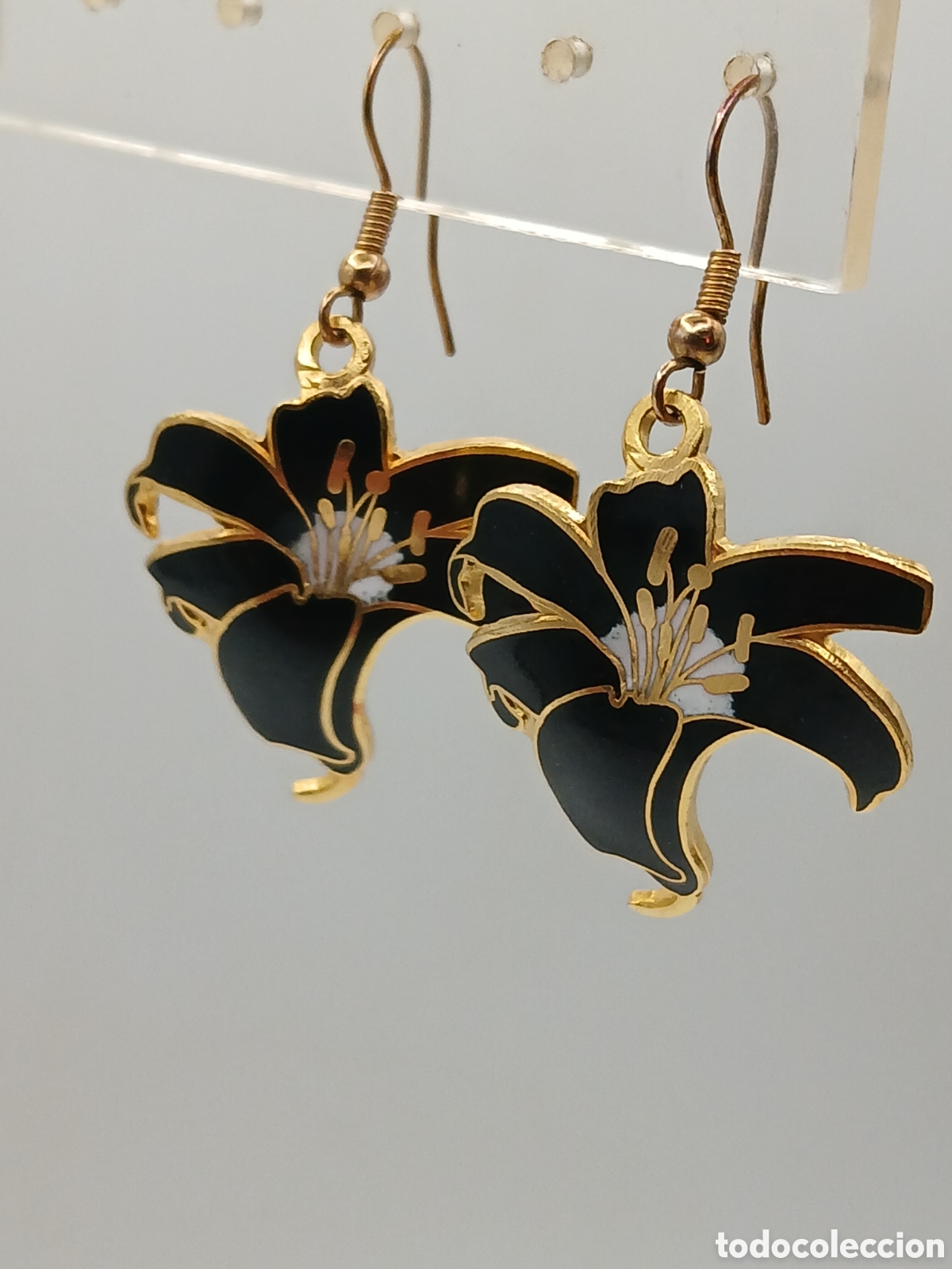 Joyeria: Pendientes metal chapado oro y esmalte - Foto 2