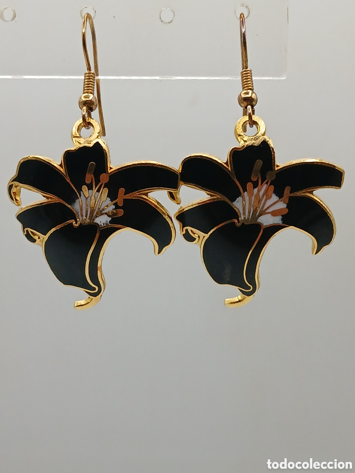 Joyeria: Pendientes metal chapado oro y esmalte - Foto 3