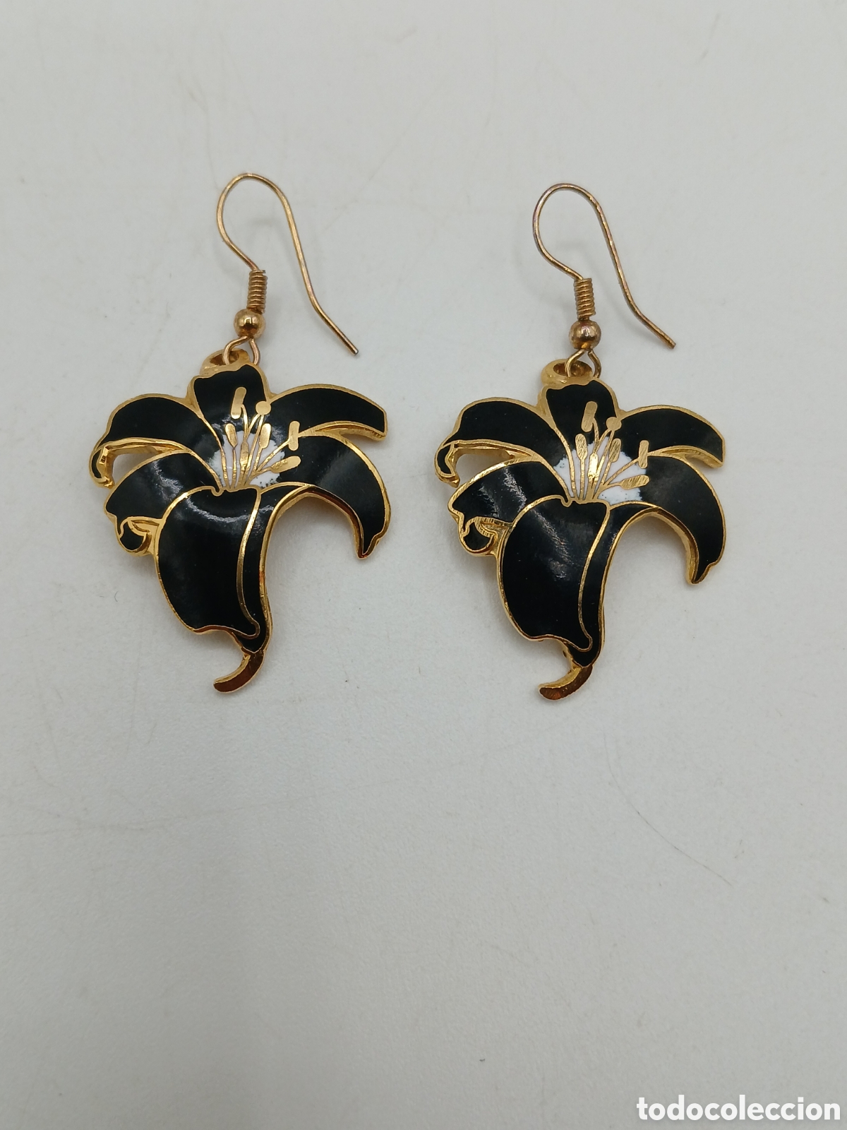Joyeria: Pendientes metal chapado oro y esmalte - Foto 1