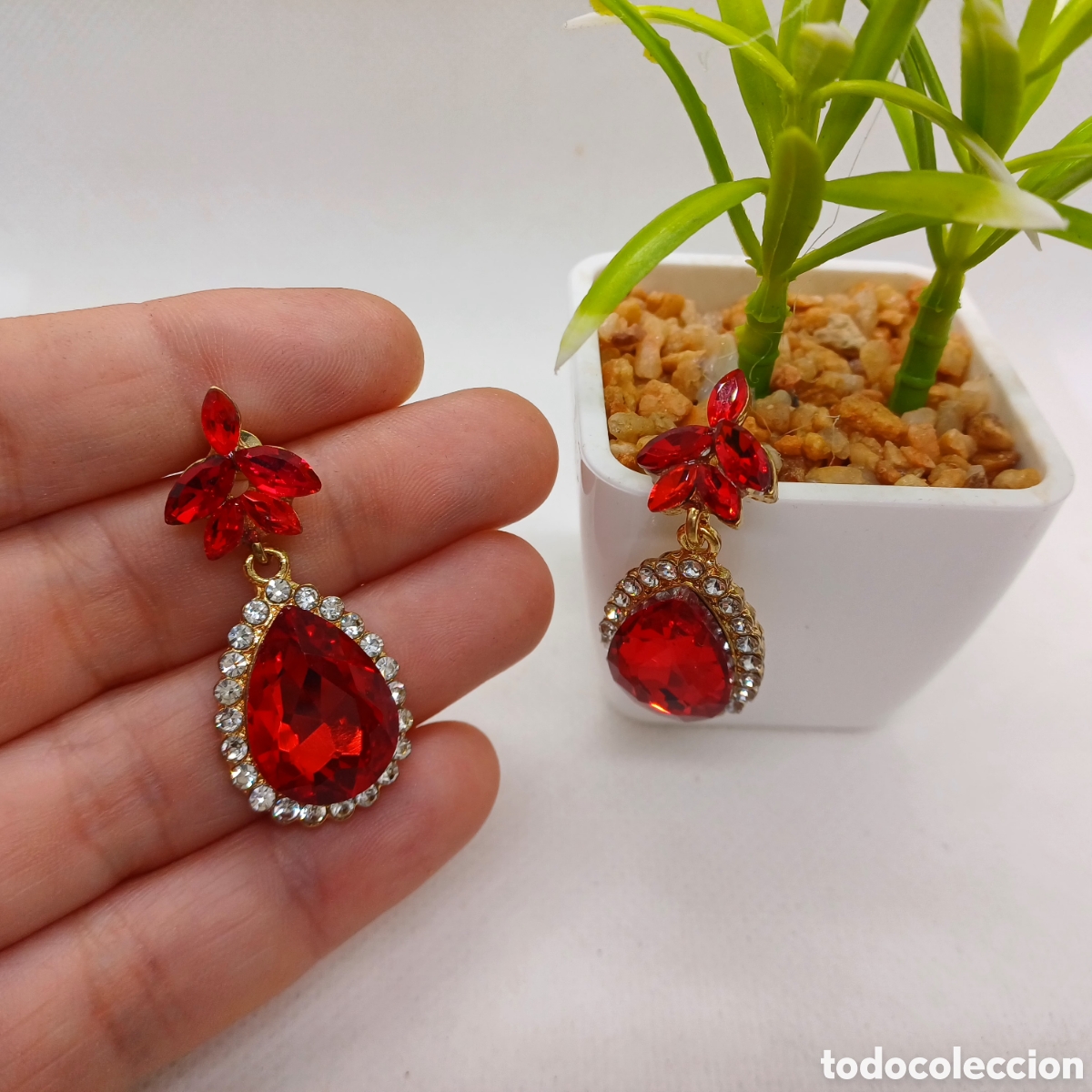 Schmuck: Pendientes Fantas&iacute;a Cristales Rub&iacute;