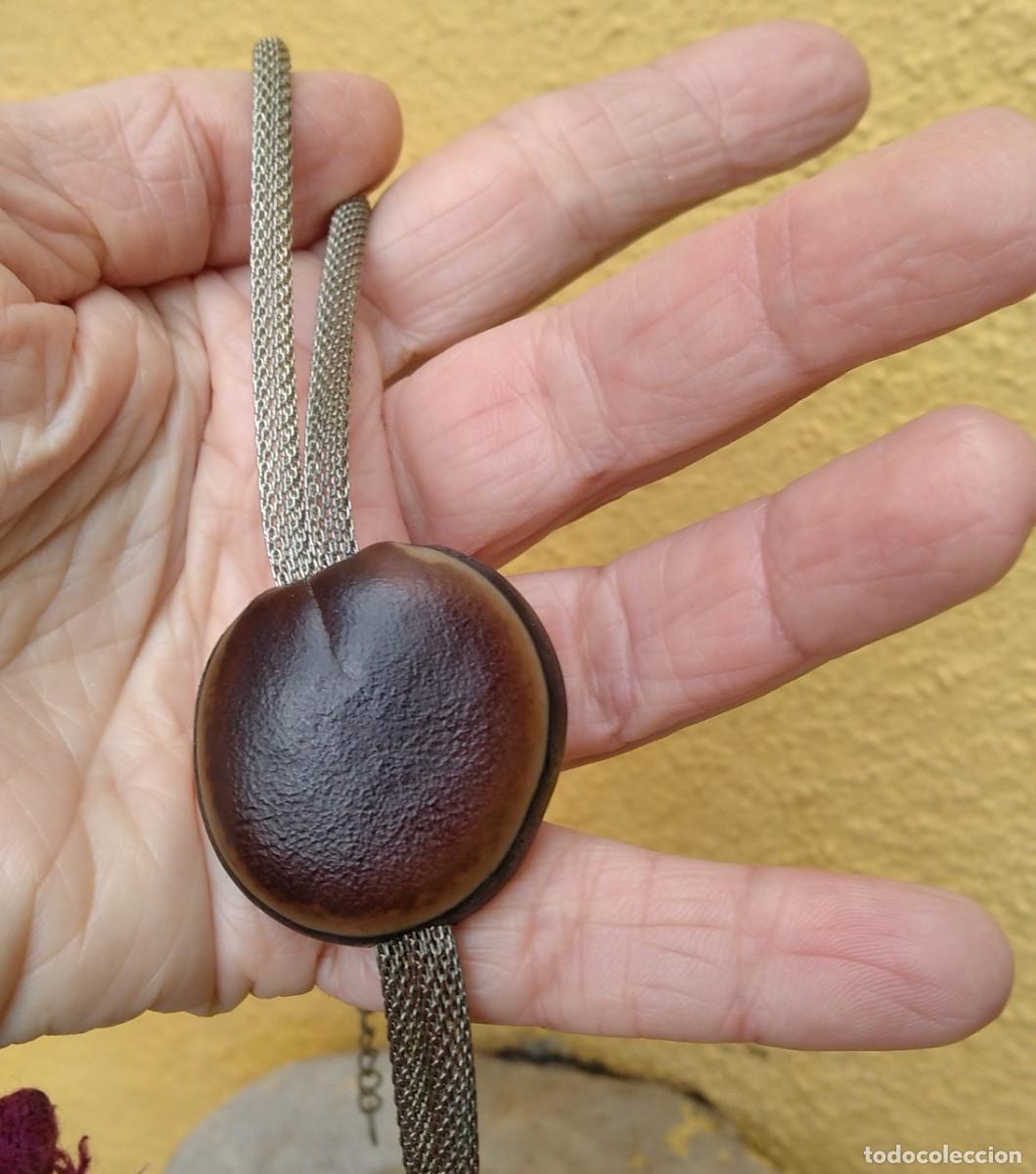 Joyeria: Collar ajustable de malla tipo corbata y 3 semillas de &eacute;bano - Foto 2
