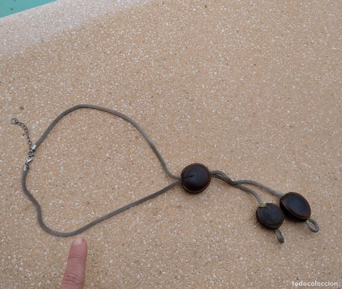 Joyeria: Collar ajustable de malla tipo corbata y 3 semillas de &eacute;bano - Foto 3