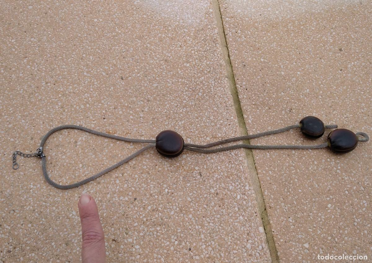 Joyeria: Collar ajustable de malla tipo corbata y 3 semillas de &eacute;bano - Foto 4