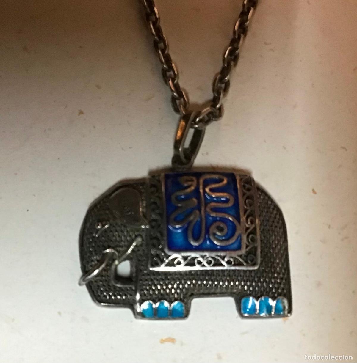 Joyeria: ELEFANTE CON CADENA LARGA, PLATA Y ESMALTE - Foto 1