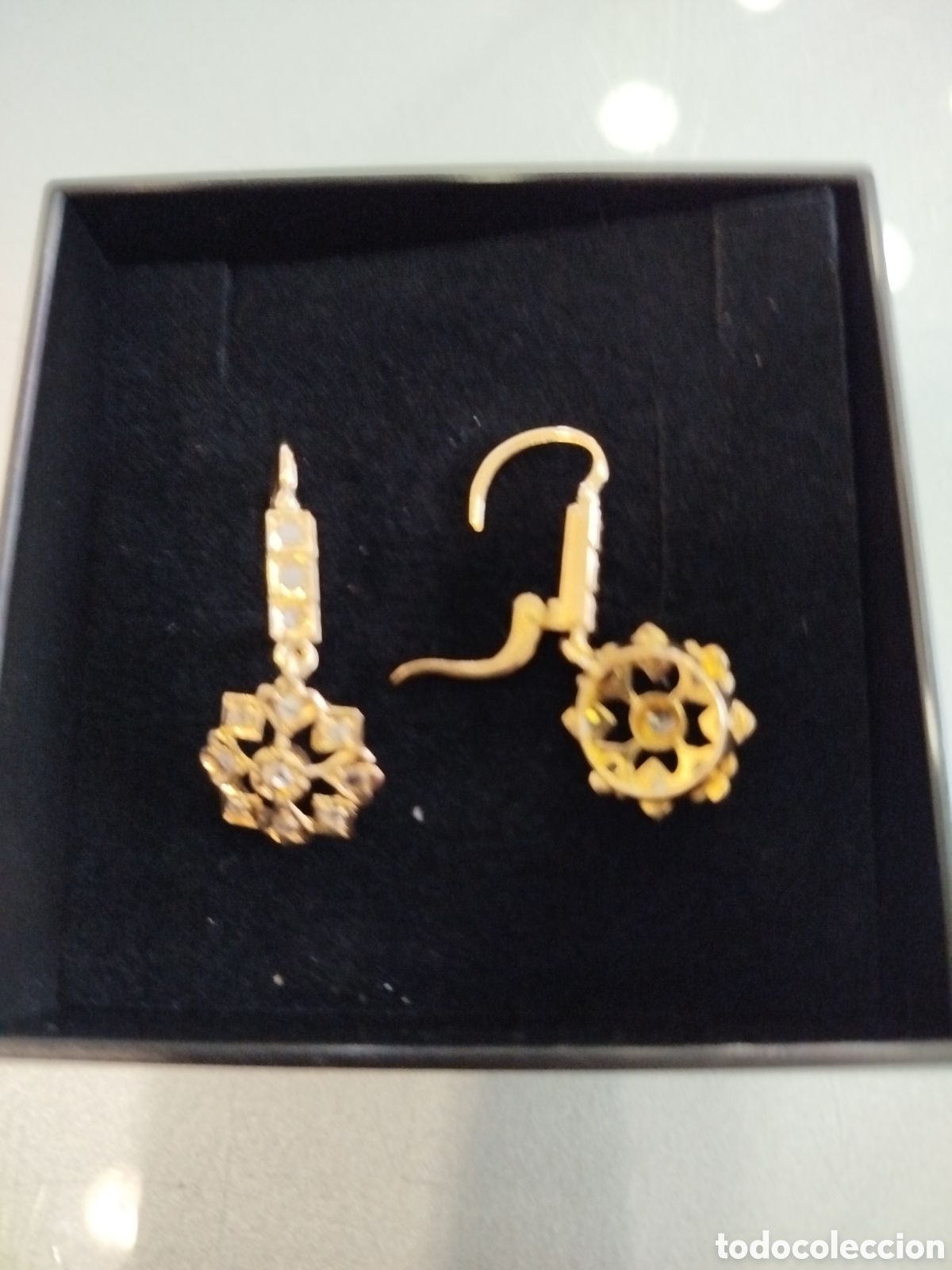 Joyeria: Pendientes isabelinos de oro y zafiros - Foto 2
