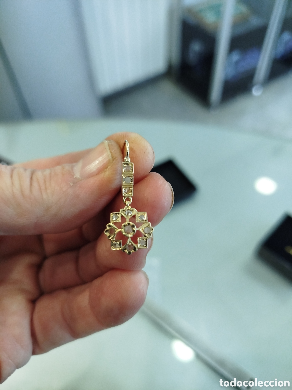 Joyeria: Pendientes isabelinos de oro y zafiros - Foto 3