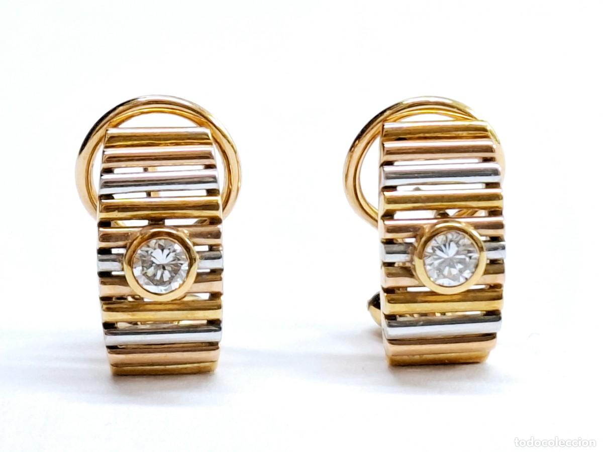 Joyeria: PRECIOSOS PENDIENTES DE ORO BLANCO Y AMARILLO CON DIAMANTES - Foto 1