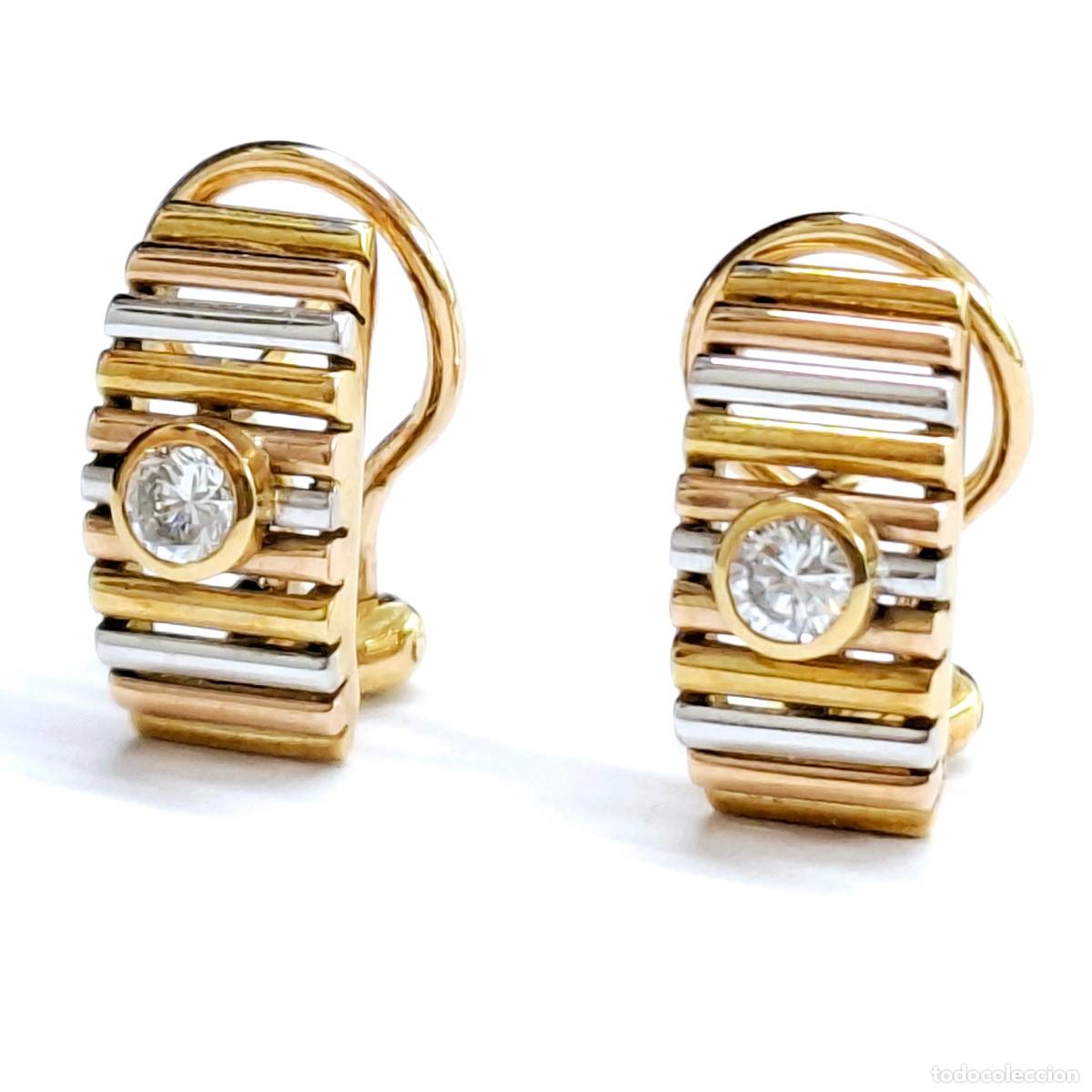 Joyeria: PRECIOSOS PENDIENTES DE ORO BLANCO Y AMARILLO CON DIAMANTES - Foto 2