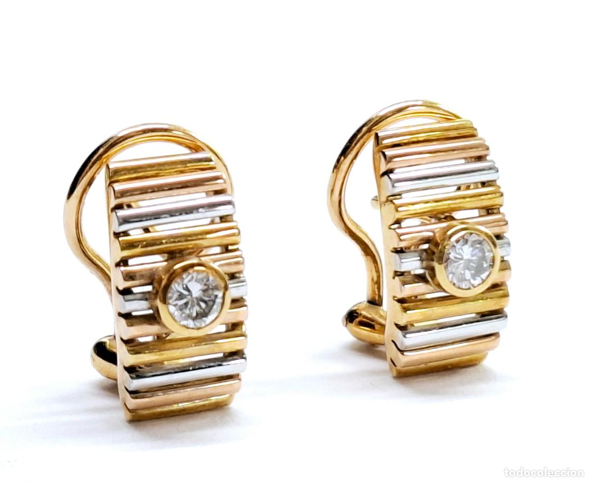 Joyeria: PRECIOSOS PENDIENTES DE ORO BLANCO Y AMARILLO CON DIAMANTES - Foto 3