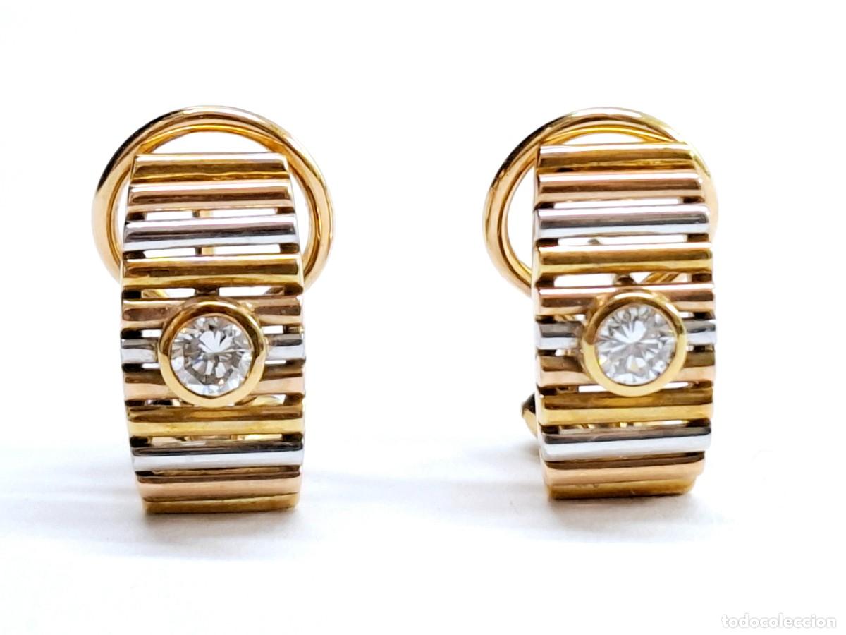 Joyeria: PRECIOSOS PENDIENTES DE ORO BLANCO Y AMARILLO CON DIAMANTES - Foto 4