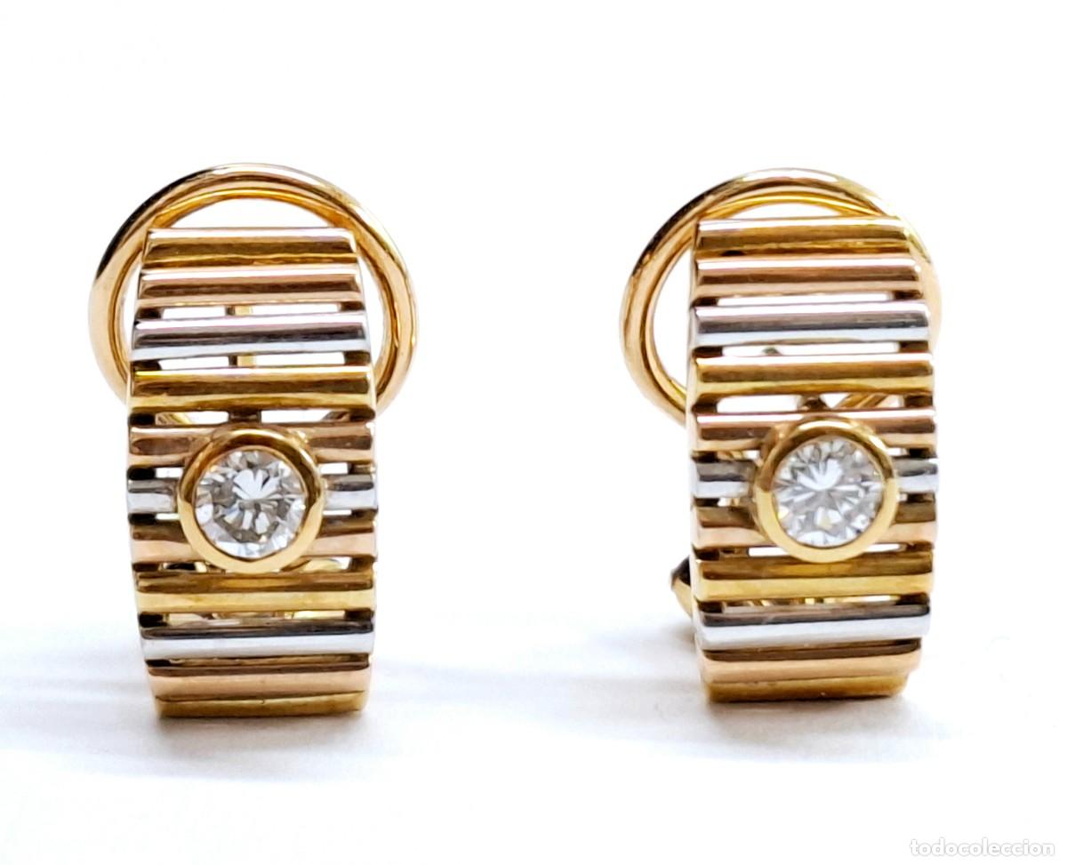 Joyeria: PRECIOSOS PENDIENTES DE ORO BLANCO Y AMARILLO CON DIAMANTES - Foto 5
