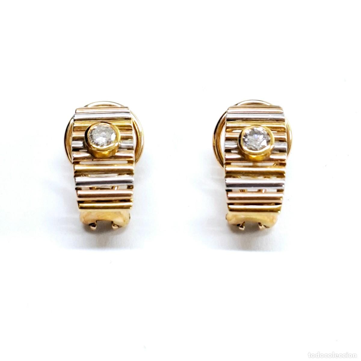 Joyeria: PRECIOSOS PENDIENTES DE ORO BLANCO Y AMARILLO CON DIAMANTES - Foto 7