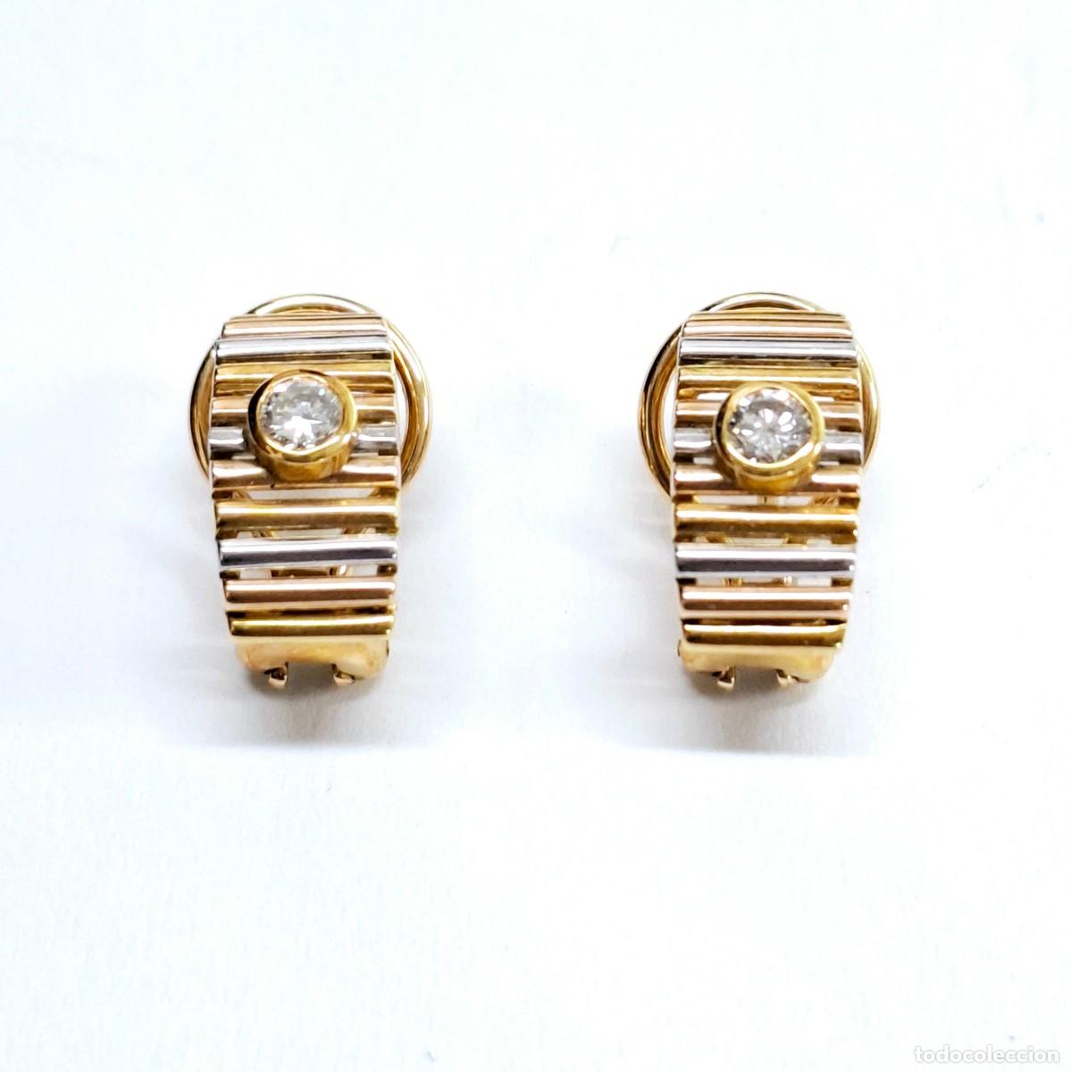 Joyeria: PRECIOSOS PENDIENTES DE ORO BLANCO Y AMARILLO CON DIAMANTES - Foto 8