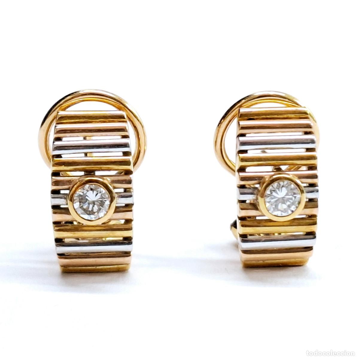 Joyeria: PRECIOSOS PENDIENTES DE ORO BLANCO Y AMARILLO CON DIAMANTES - Foto 9
