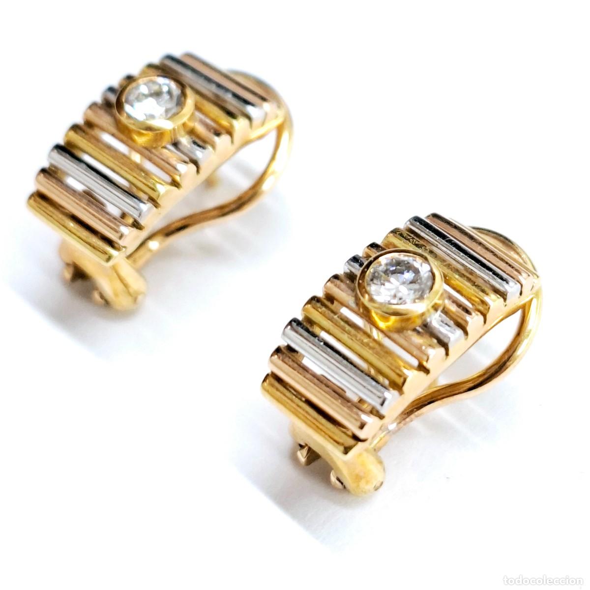 Joyeria: PRECIOSOS PENDIENTES DE ORO BLANCO Y AMARILLO CON DIAMANTES - Foto 10